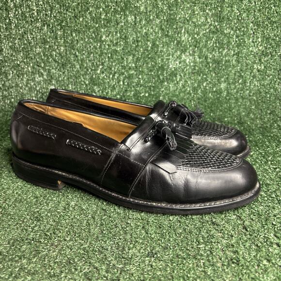 ALLEN EDMONDS \'Cody\' Dress Shoes Black Woven Leather Tassel Loafers Size 9.5 E